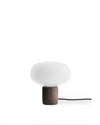 New Works Karl-johan Bordlampe Røget Egetræ Med Hvidt Opal Glas