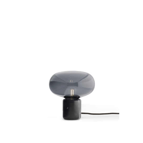 New Works Karl-johan Bordlampe Sort Marquina Med Røget Glas