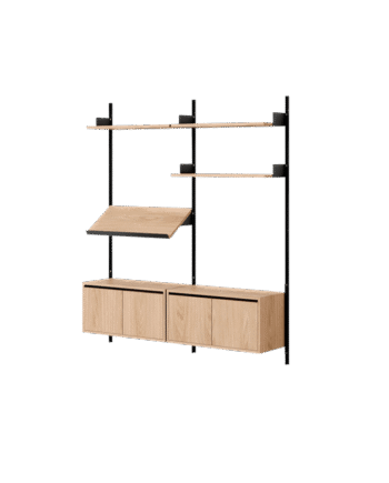 New Works Living Shelf Reol Med Døre Lav Eg Sort