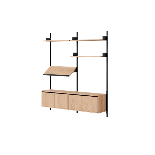 New Works Living Shelf Reol Med Døre Lav Eg Sort