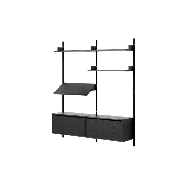New Works Living Shelf Reol Med Døre Lav Sort Ask