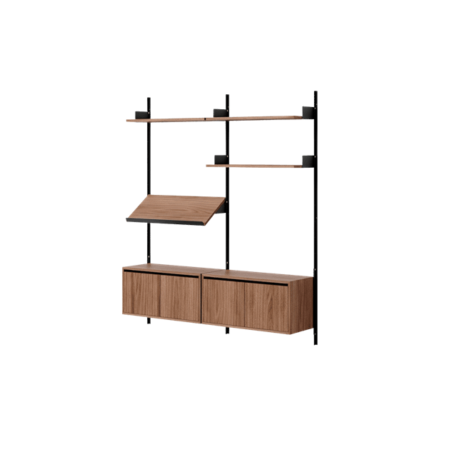 New Works Living Shelf Reol Med Døre Lav Valnød