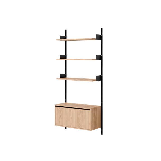 New Works Wall Shelf 1900 Reol Med Døre Lav Eg Sort