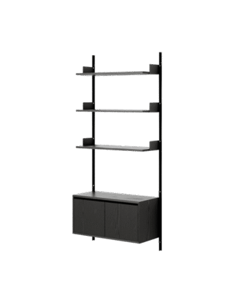 New Works Wall Shelf 1900 Reol Med Døre Lav Sort Ask