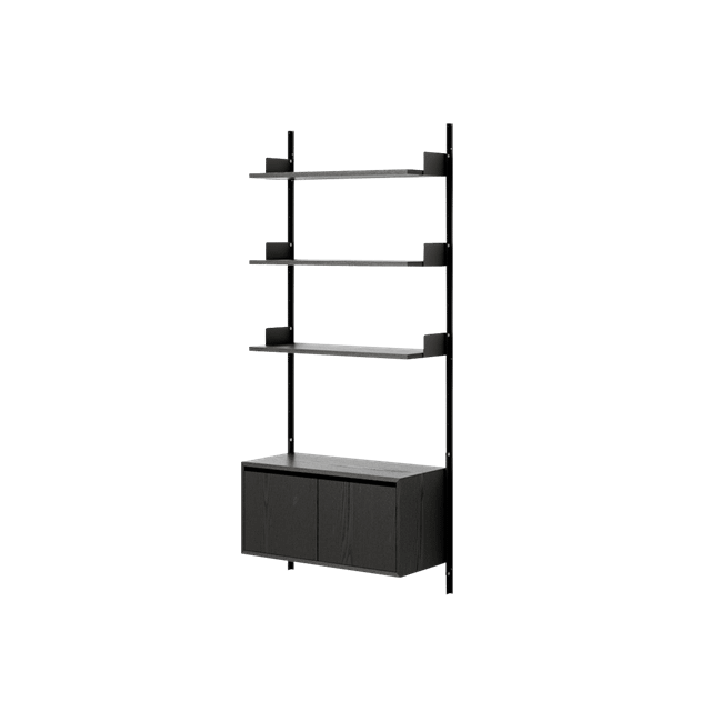 New Works Wall Shelf 1900 Reol Med Døre Lav Sort Ask