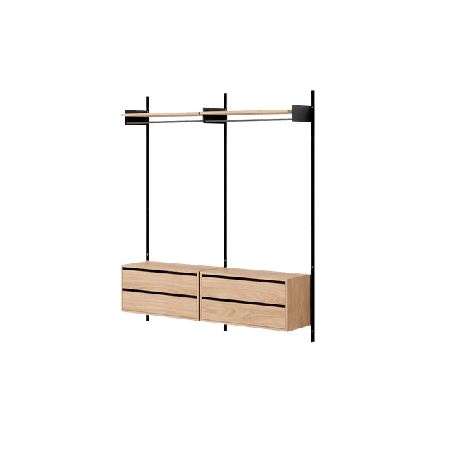 New Works Wardrobe Shelf Reol Med Skuffer Eg Sort