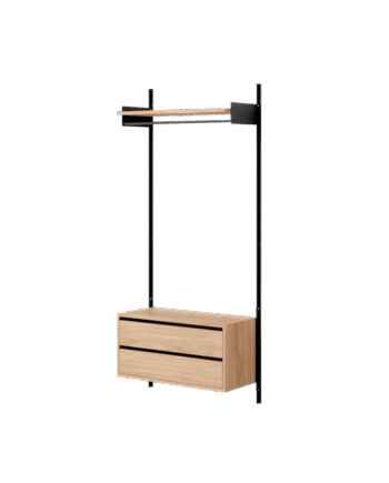 New Works Wardrobe Shelf   Reol Med Skuffer Eg Sort