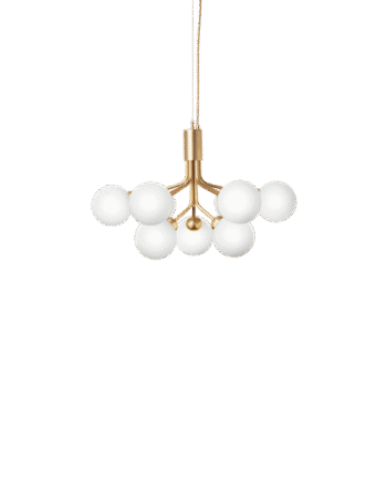 Nuura Apiales   Lysekrone Messing Og Opal Glas