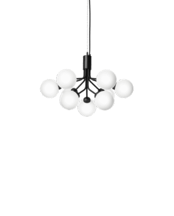 Nuura Apiales   Lysekrone Sort Og Opal Glas