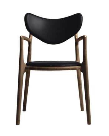 Ro Collection Salon Spisebordsstol Polstret Røget Eg Sort Læder