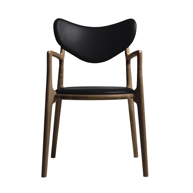 Ro Collection Salon Spisebordsstol Polstret Røget Eg Sort Læder