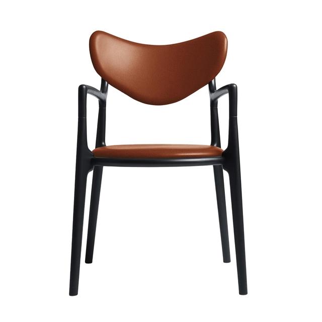 Ro Collection Salon Spisebordsstol Polstret Sortlakeret Bøg Calvados Læder