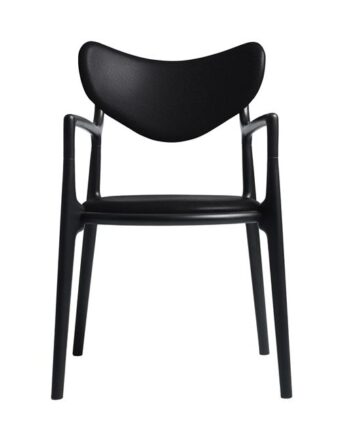 Ro Collection Salon Spisebordsstol Polstret Sortlakeret Bøg Sort Læder
