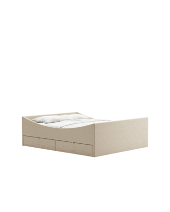 Rye Curved Sengestel Med   Skuffer 140x200 Lys Beige