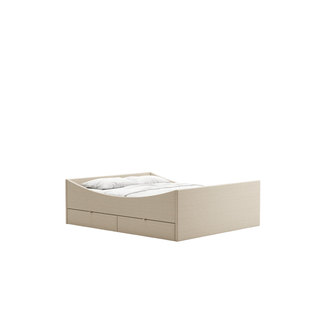 Rye Curved Sengestel Med Skuffer 140x200 Lys Beige