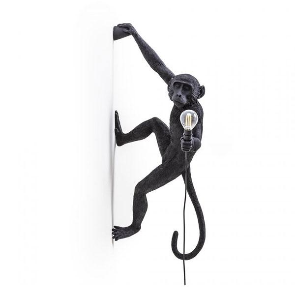Seletti Monkey Hanging Right Væglampe Sort Udendørs