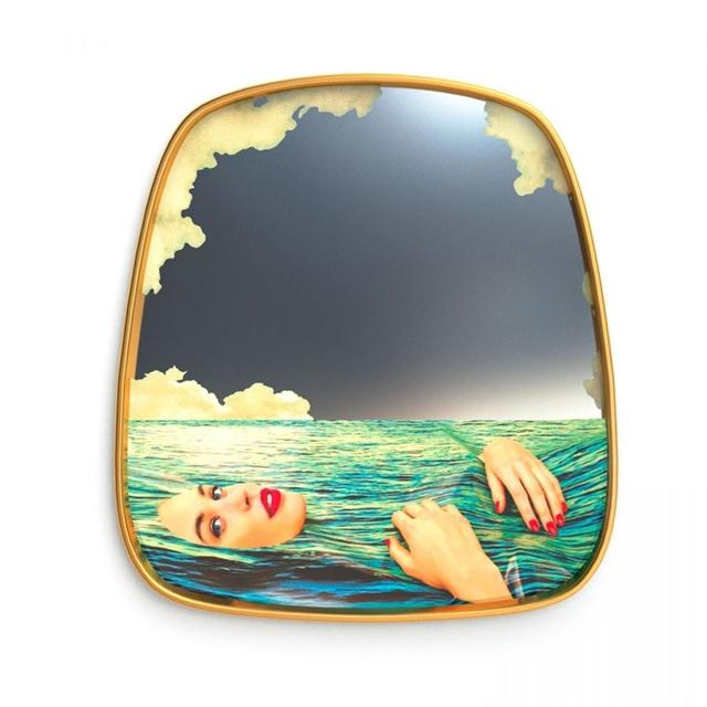 Seletti Toiletpaper Home Seagirl Spejl Guld Multifarvet
