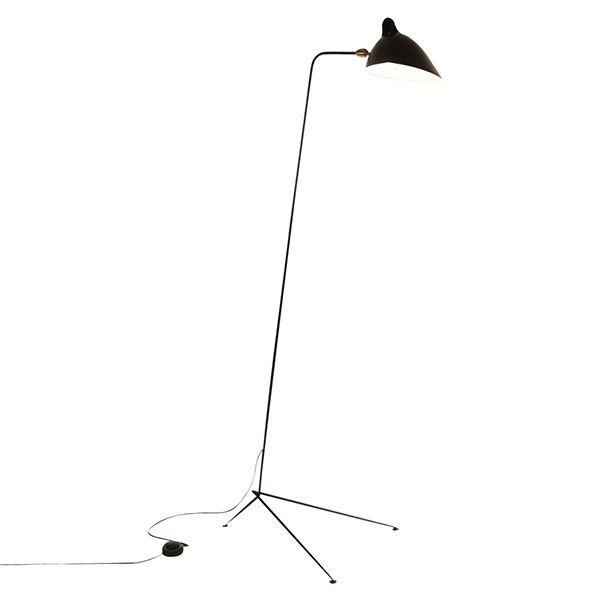 Serge Mouille Lampadaire Droit Gulvlampe Sort Messing