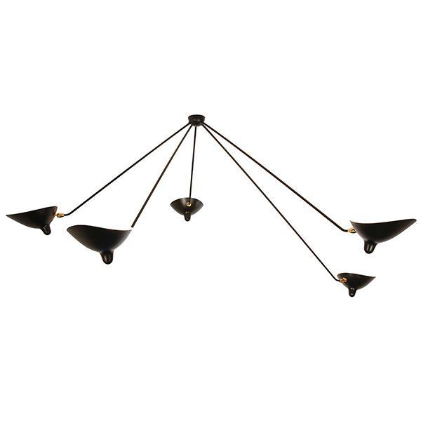 Serge Mouille Plafonnier Araigne Loftlampe Sort Messing Fikseret