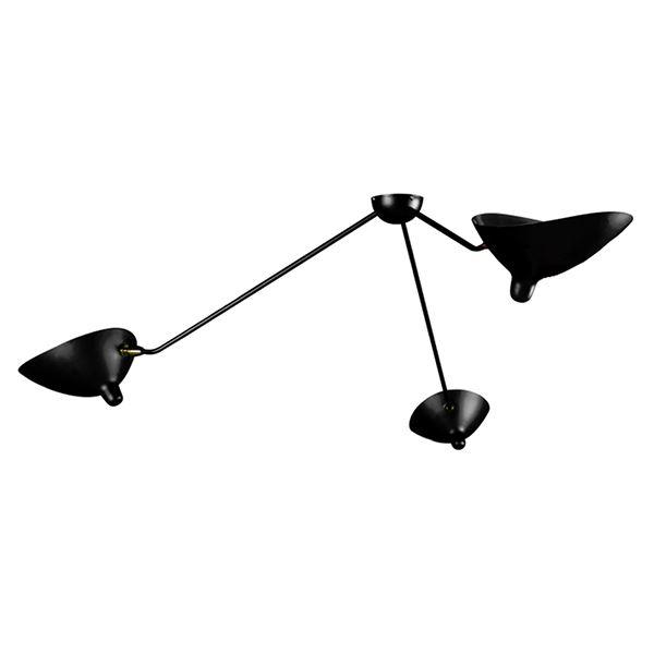Serge Mouille Plafonnier Araigne Loftlampe Sort Messing Fikseret