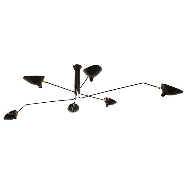 Serge Mouille Plafonnier Loftlampe Sort Messing
