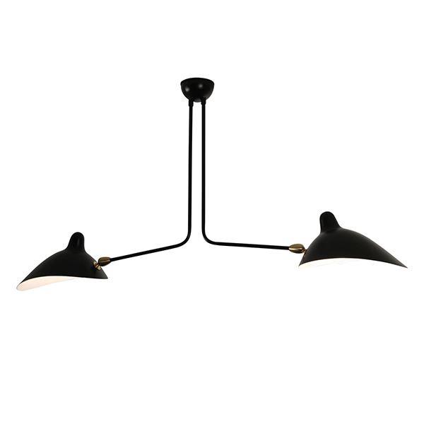 Serge Mouille Plafonnier Loftlampe Sort Messing Fikseret
