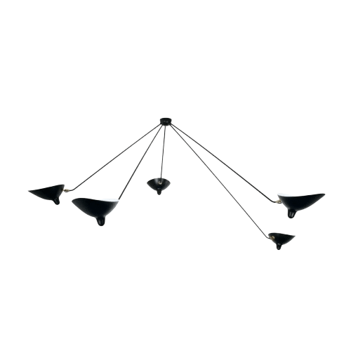 Serge Mouille Spider Fixed Agles Arms Loftlampe Sort