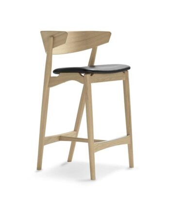 Sibast Furniture No   Barstol Hvidolieret Egetræ Og Sort Læder
