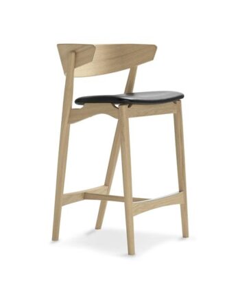 Sibast Furniture No   Barstol Sæbebehandlet Egetræ Og Sort Læder
