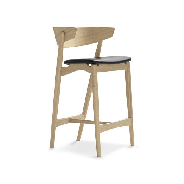 Sibast Furniture No Barstol Sæbebehandlet Egetræ Og Sort Læder