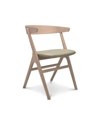 Sibast Furniture No   Spisebordsstol Hvidolieret Egetræ Og Lys Grå Læder