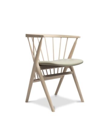Sibast Furniture No   Spisebordsstol Hvidolieret Egetræ Og Lys Grå Læder
