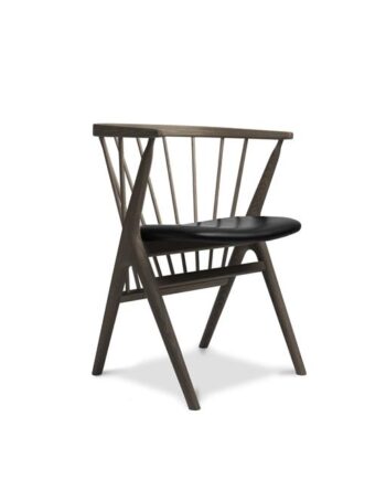 Sibast Furniture No   Spisebordsstol Mørkolieret Egetræ Og Sort Læder
