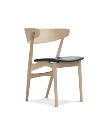 Sibast Furniture No   Spisebordsstol Sæbebehandlet Egetræ Og Sort Læder