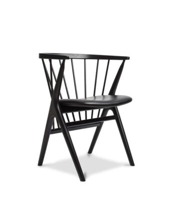 Sibast Furniture No   Spisebordsstol Sort Egetræ Og Sort Læder