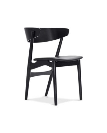 Sibast Furniture No   Spisebordsstol Sort Egetræ Og Sort Læder