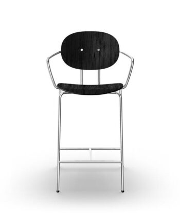 Sibast Furniture Piet Hein Barstol Krom Med Armlæn Sort Egetræ