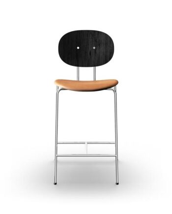 Sibast Furniture Piet Hein Barstol Krom Sort Egetræ Og Cognac Læder