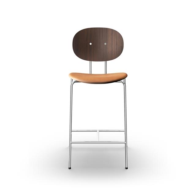 Sibast Furniture Piet Hein Barstol Krom Valnød Og Cognac Læder