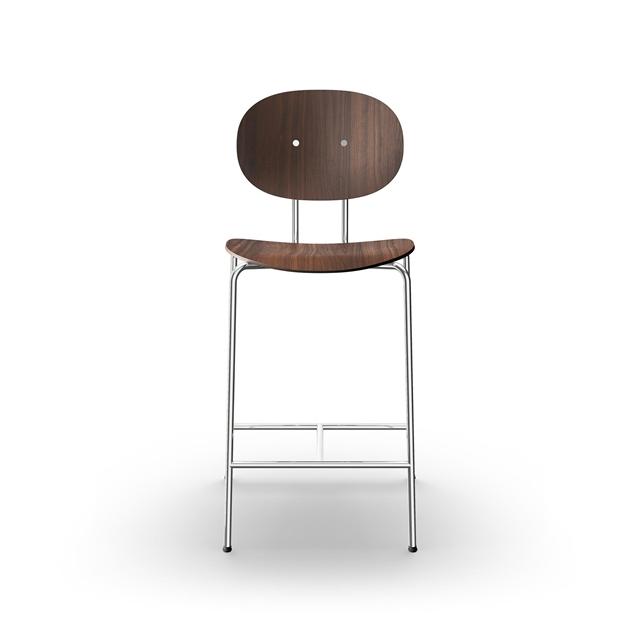 Sibast Furniture Piet Hein Barstol Krom Valnød