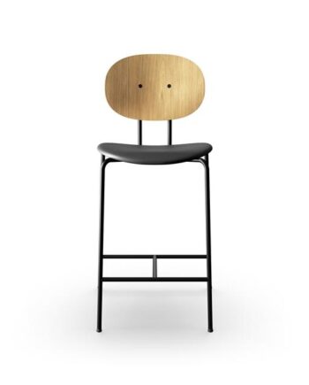 Sibast Furniture Piet Hein Barstol Sort   Egetræ Og Sort Læder