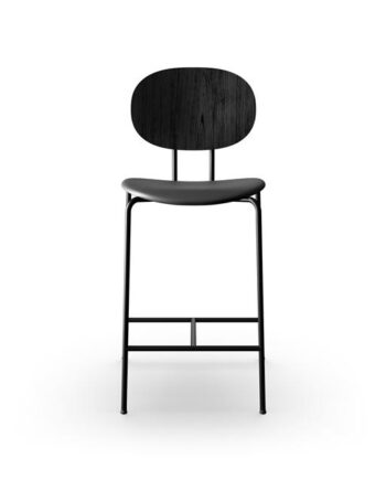 Sibast Furniture Piet Hein Barstol Sort   Sort Egetræ Og Sort Læder