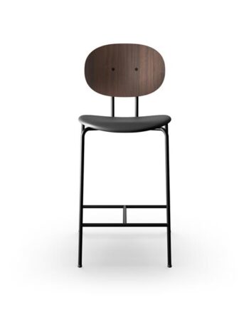 Sibast Furniture Piet Hein Barstol Sort   Valnød Og Sort Læder