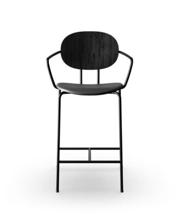 Sibast Furniture Piet Hein Barstol Sort Med Armlæn Sort Egetræ Og Sort Læder