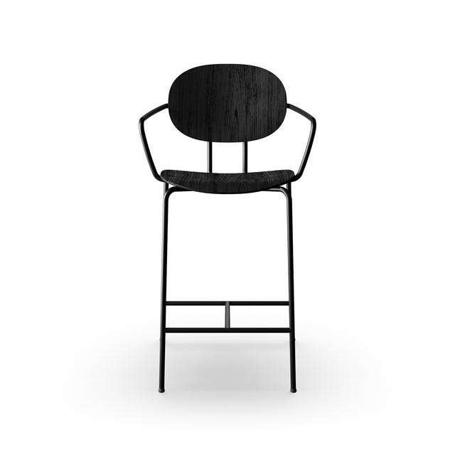 Sibast Furniture Piet Hein Barstol Sort Med Armlæn Sort Egetræ