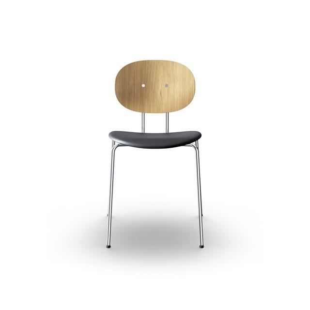 Sibast Furniture Piet Hein Spisebordsstol Krom Egetræ Og Sort Læder