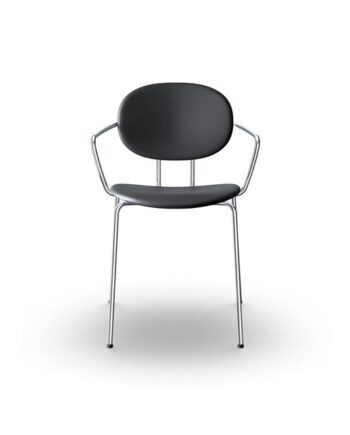 Sibast Furniture Piet Hein Spisebordsstol Krom Med Armlæn Sort Læder
