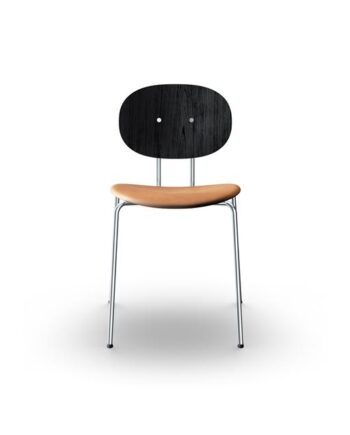 Sibast Furniture Piet Hein Spisebordsstol Krom Sort Egetræ Og Cognac Læder