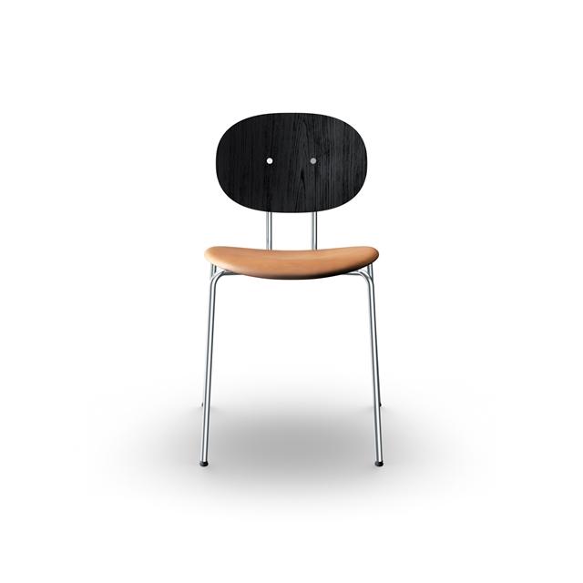 Sibast Furniture Piet Hein Spisebordsstol Krom Sort Egetræ Og Cognac Læder