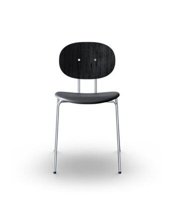 Sibast Furniture Piet Hein Spisebordsstol Krom Sort Egetræ Og Sort Læder